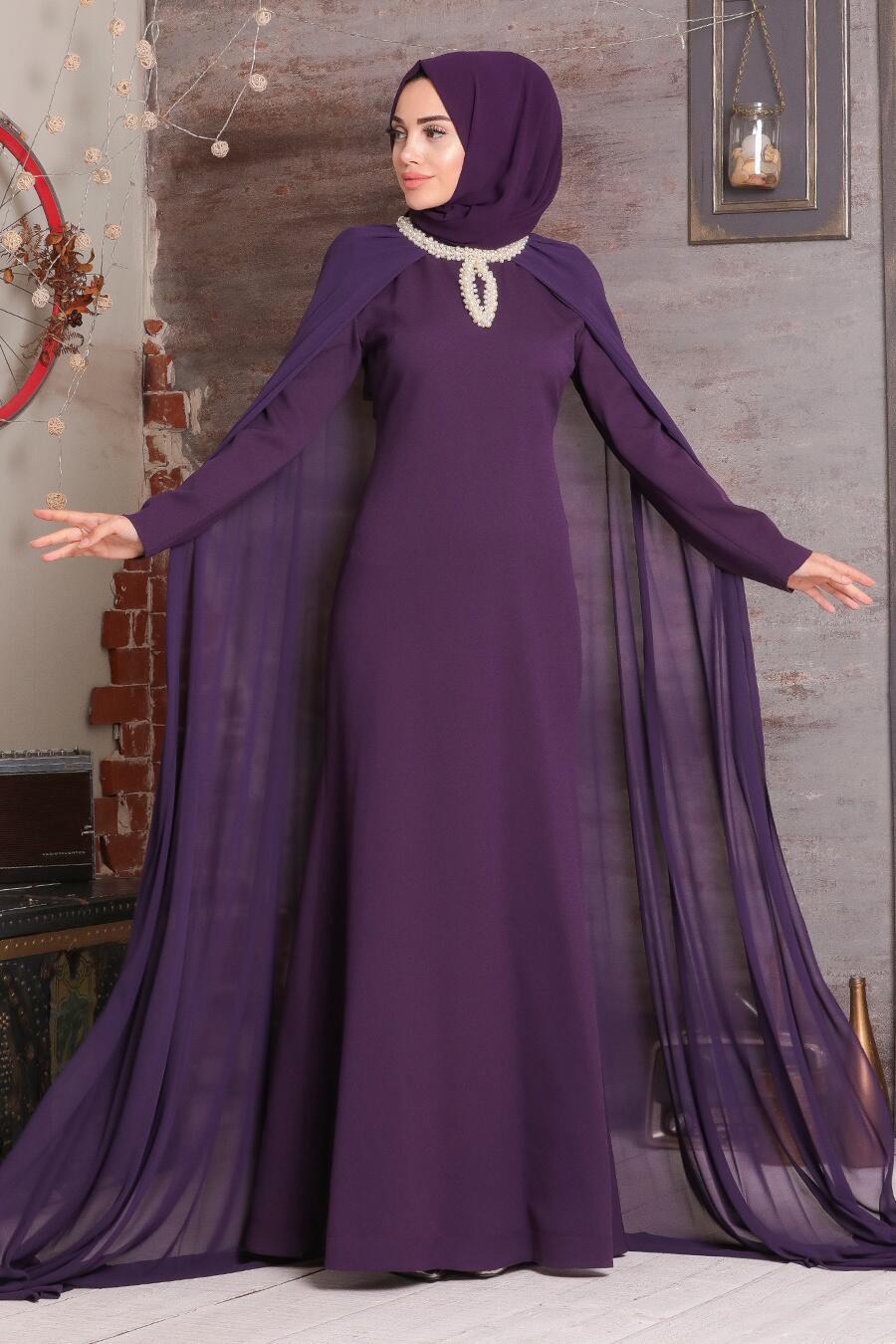 dark purple evening dress