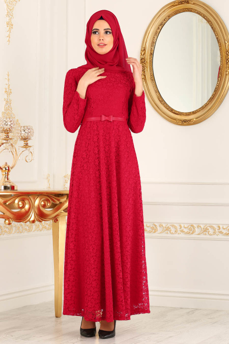 red hijab dress