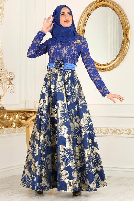 royal blue long gown design