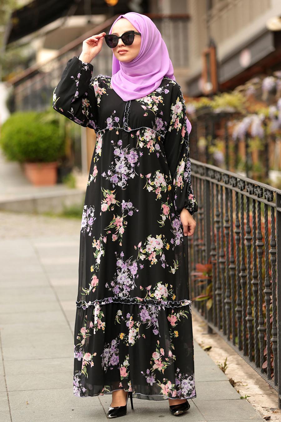  Noir  Nayla Collection Robe  Hijab  10355S 