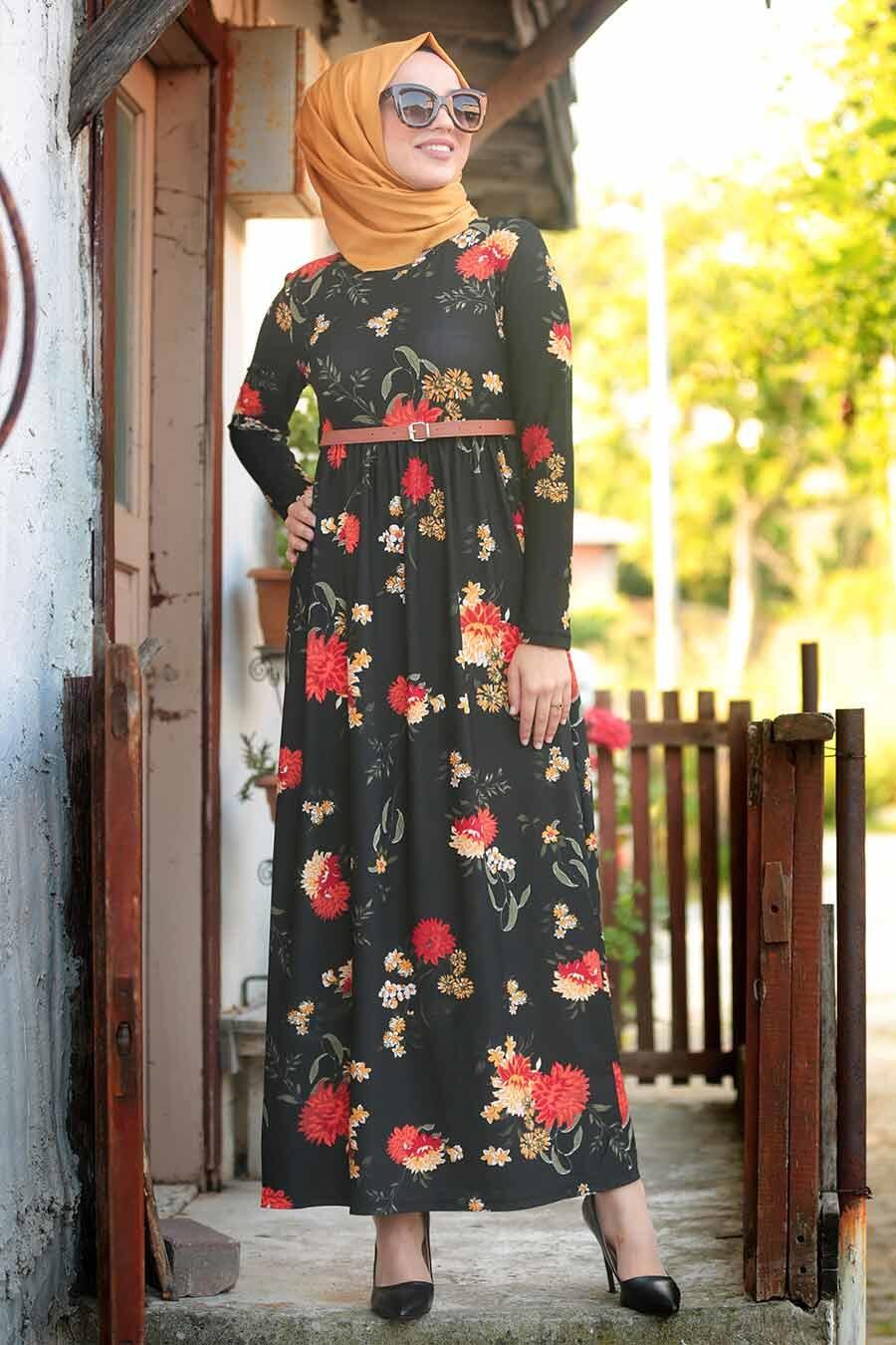  Noir  Nayla Collection Robe  Hijab  16396S 